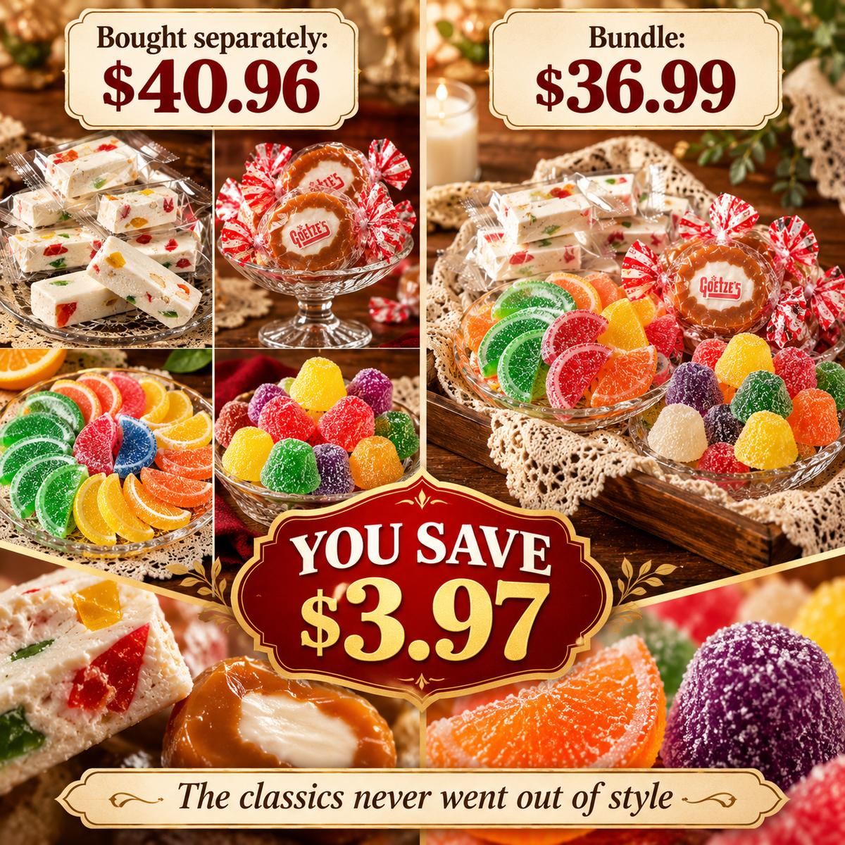Old-Fashioned Candy Dish Bundle gift box