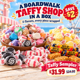 Taffy Shop Sampler Bundle with five salt water taffy and Bit-O-Honey flavors
