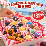 Black licorice swirl, assorted, banana and peppermint salt water taffy