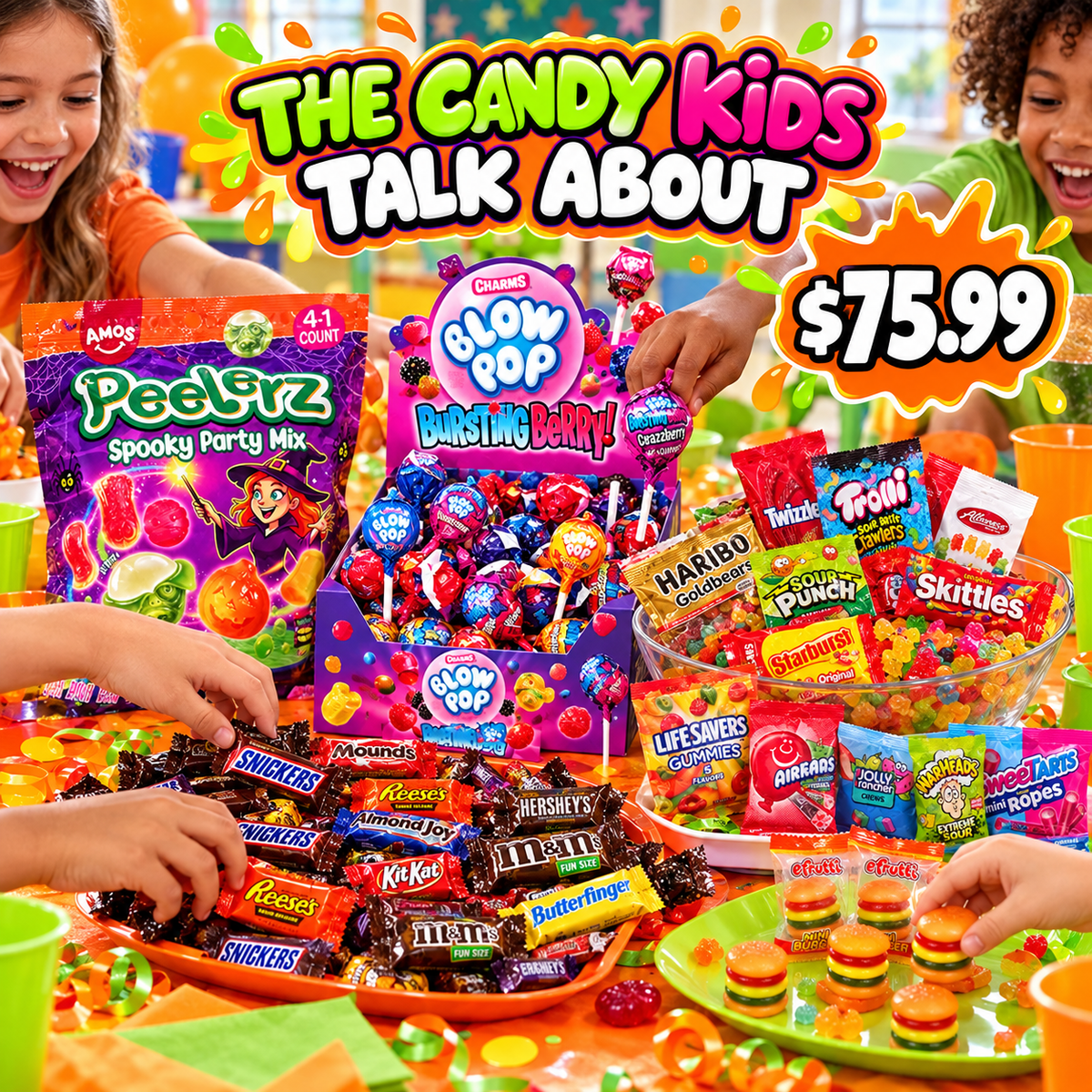 Peelerz peelable gummies, gummy burgers and Blow Pops