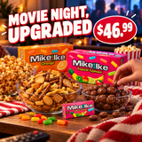 Mike and Ike Tropical Typhoon and Orange theater boxes with caramel popcorn