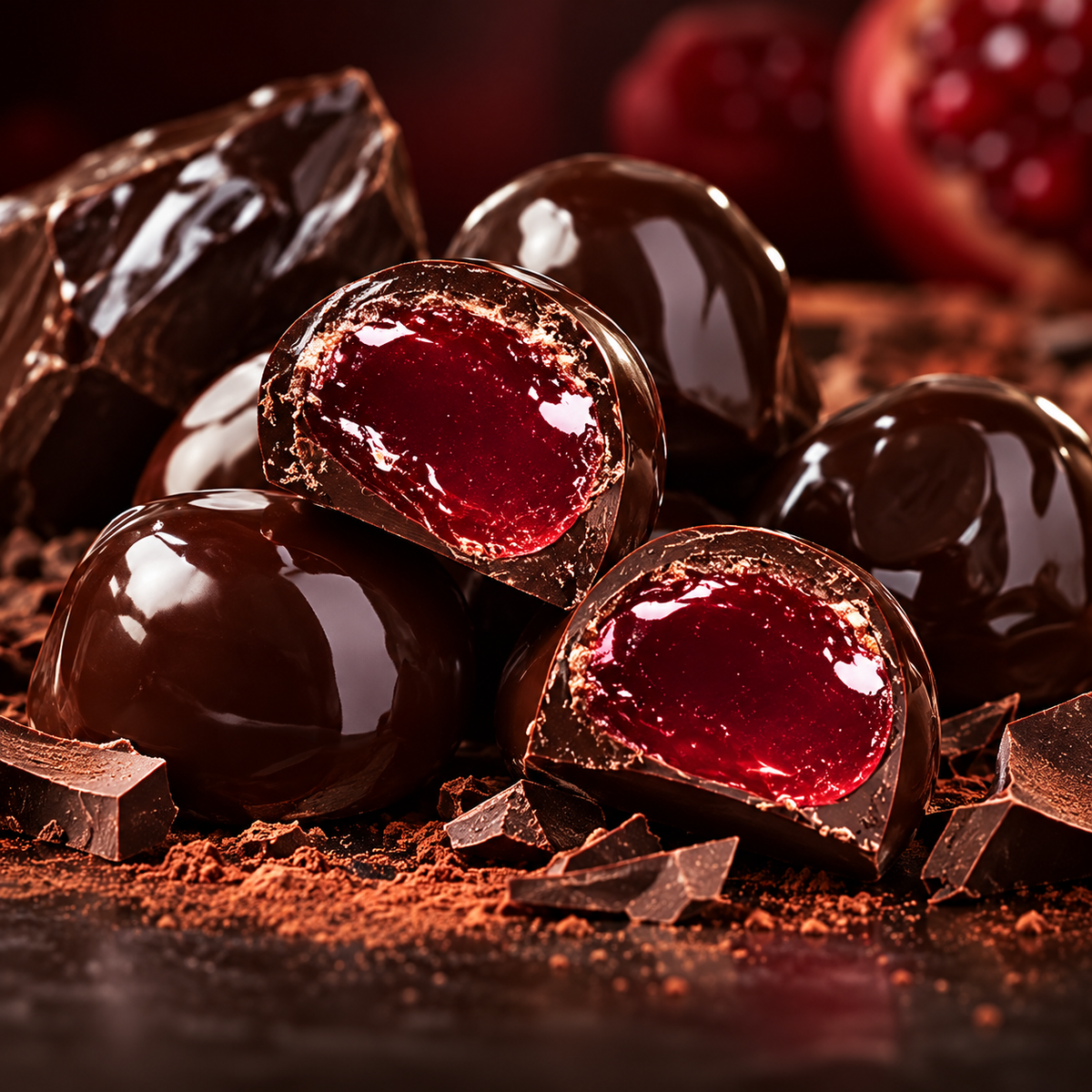 Dark chocolate covered pomegranate by the pound