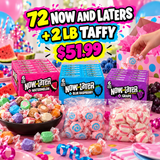Now and Later watermelon, blue raspberry and grape chews with salt water taffy
