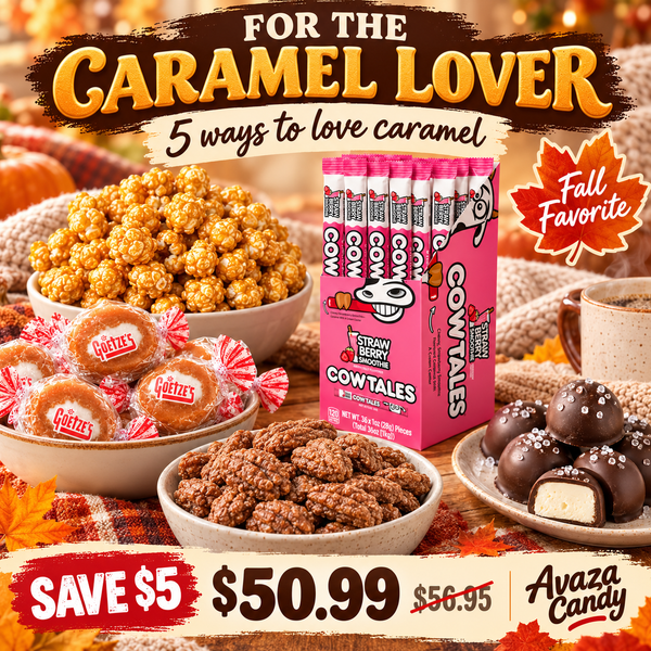 Caramel Classics Bundle with caramel creams, Cow Tales, caramel popcorn, praline pecans and sea salt caramels