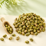 Roasted salted edamame beans in a serving bowl
