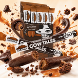 Caramel brownie Cow Tales stick cut to show the centre