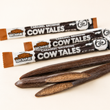 Close-up of a chewy caramel brownie Cow Tales stick