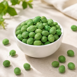 Wasabi peanuts in a serving bowl
