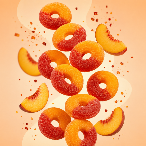Chili chamoy peach rings coated in chili powder