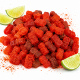 Chili chamoy gummy bears in a serving bowl