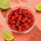 Close-up of chamoy-coated gummy bears