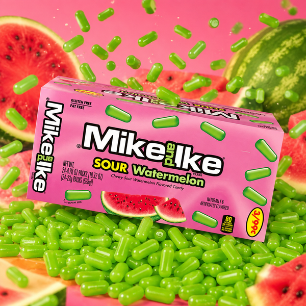 Mike and Ike Sour Watermelon chewy fruit candy theater boxes, 24 count
