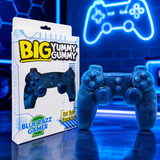 Giant blue raspberry gummy candy shaped like a video game controller