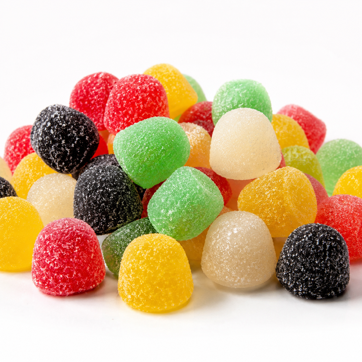 Colorful sugar sanded gum drops candy