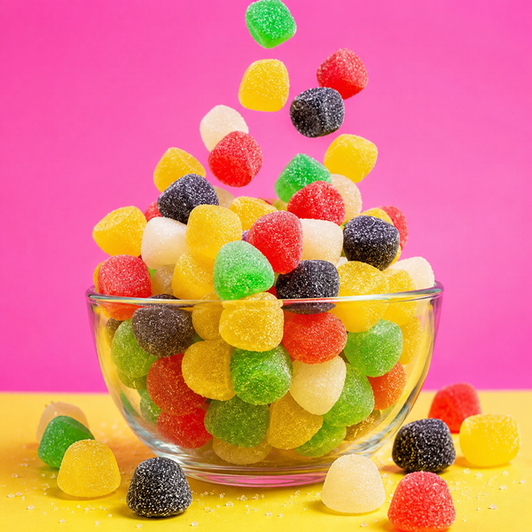 Colorful sugar sanded gum drops candy