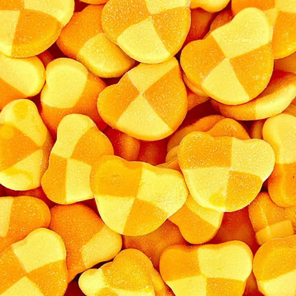 Close-up of sour mango Swedish style bears