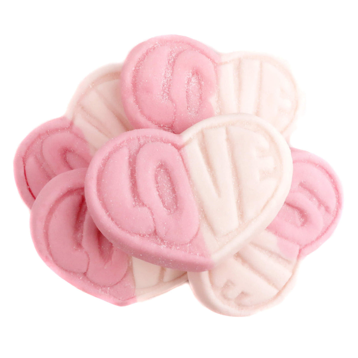 Swedish style strawberry and vanilla gummy hearts