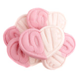 Swedish style strawberry and vanilla gummy hearts